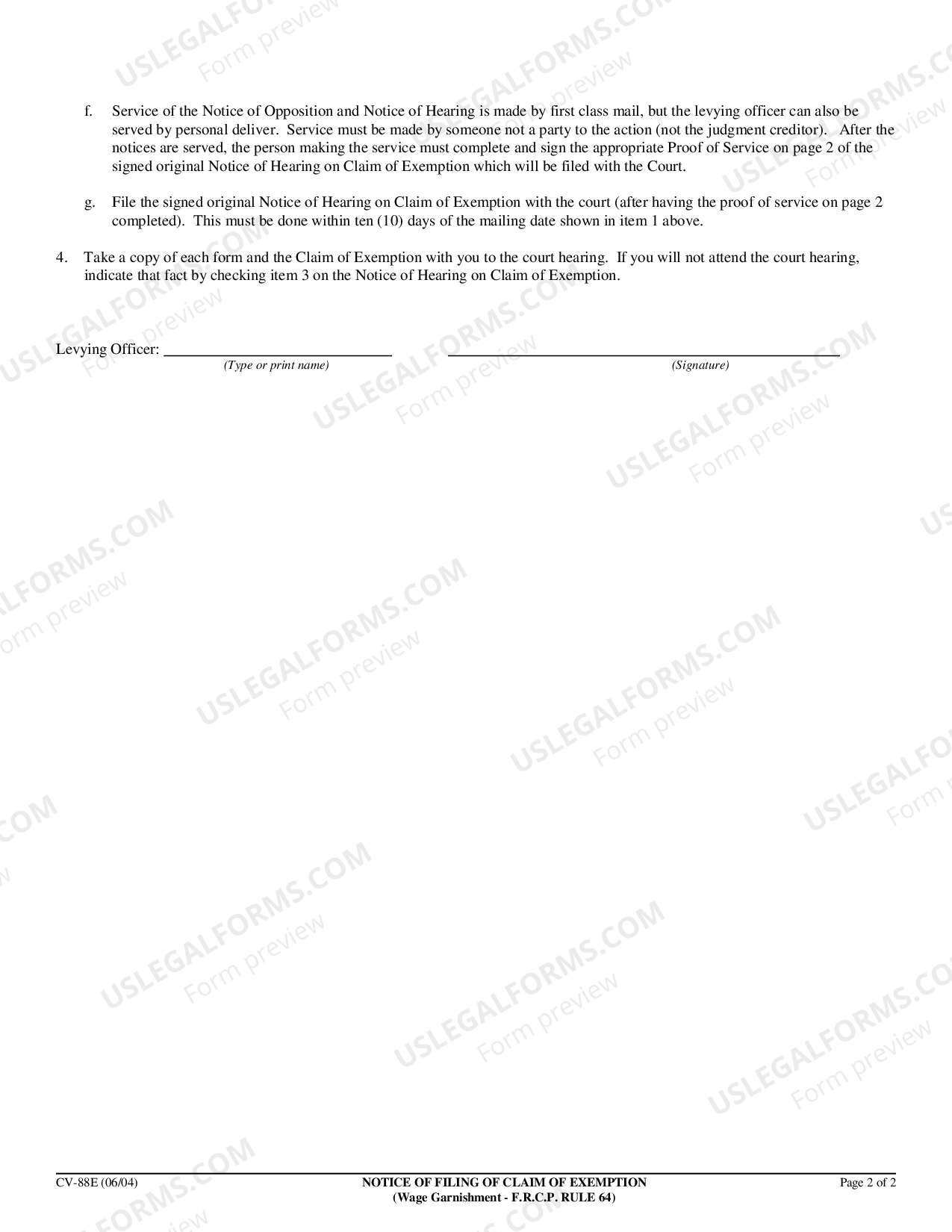 Santa Clarita California Notice of Filing of Claim of Exemption Wage