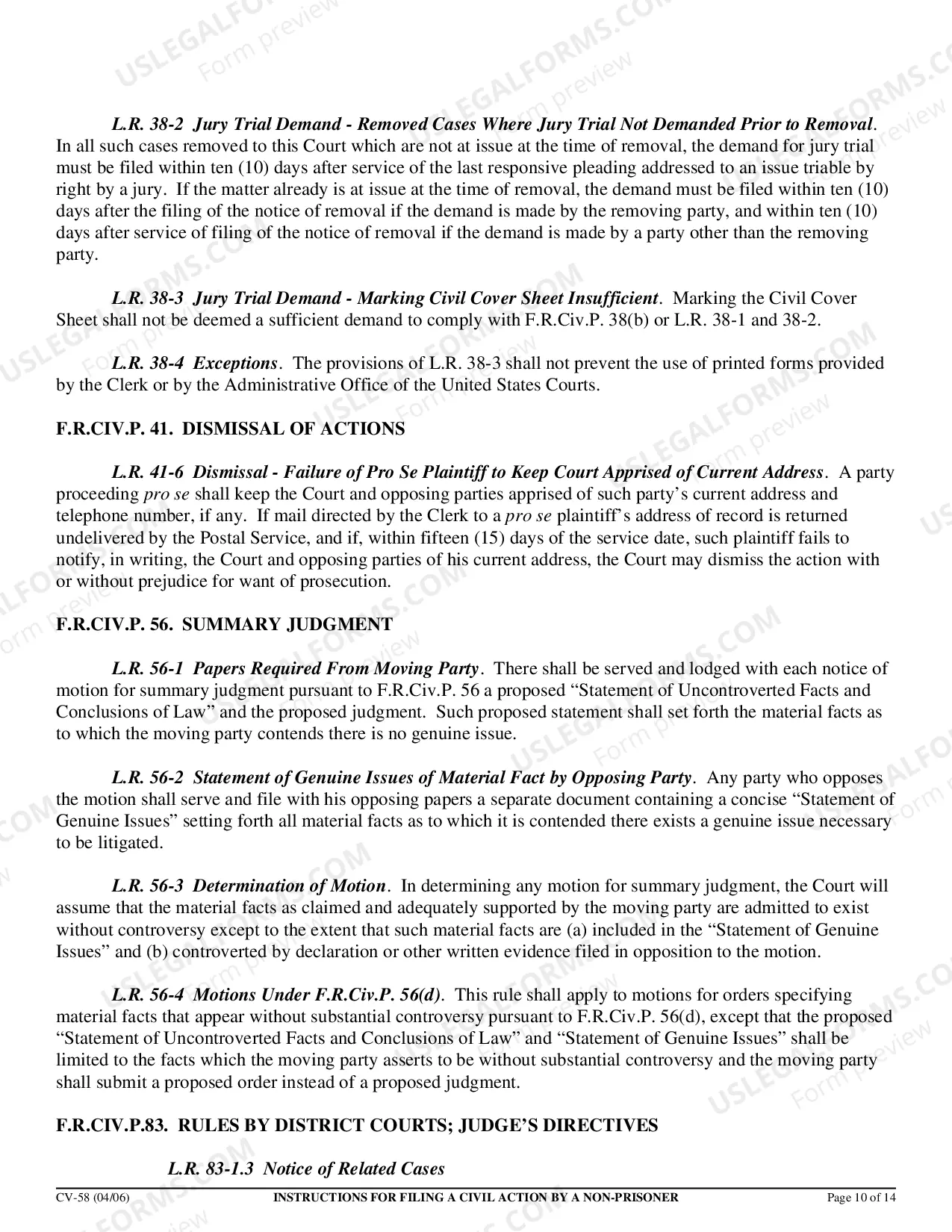 Preview Civil Action by Non-Prisoner Packet