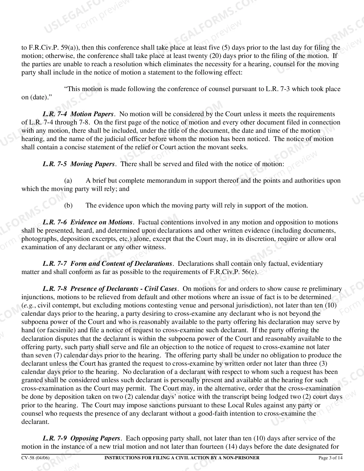 Preview Civil Action by Non-Prisoner Packet