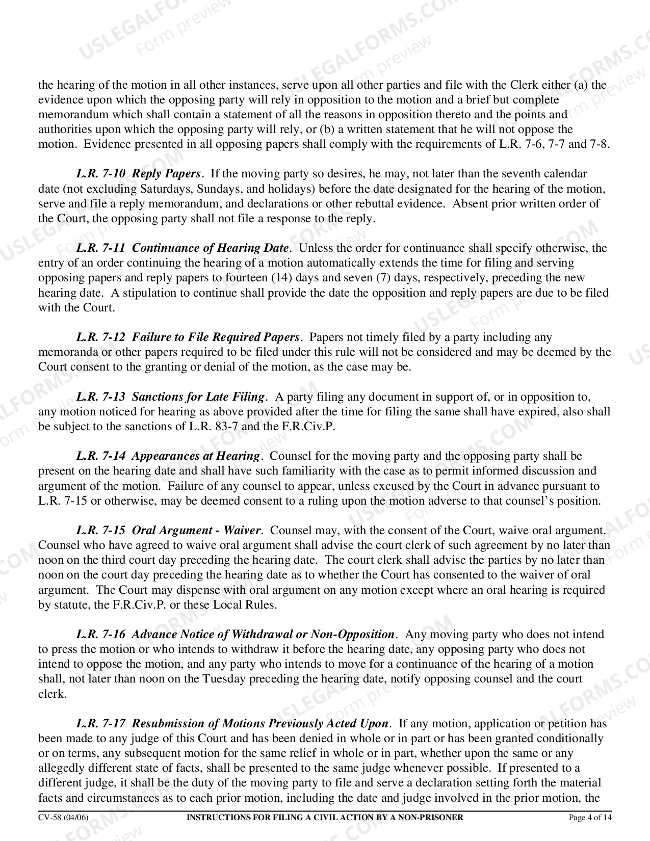 Preview Civil Action by Non-Prisoner Packet