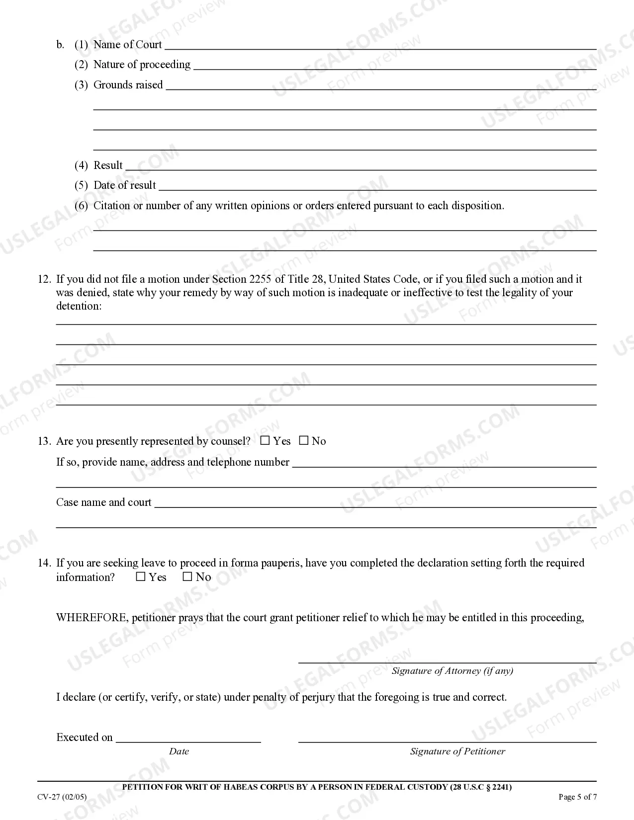 Preview Federal Habeas Corpus Packet