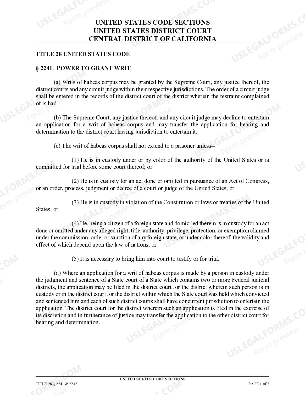 Preview Federal Habeas Corpus Packet