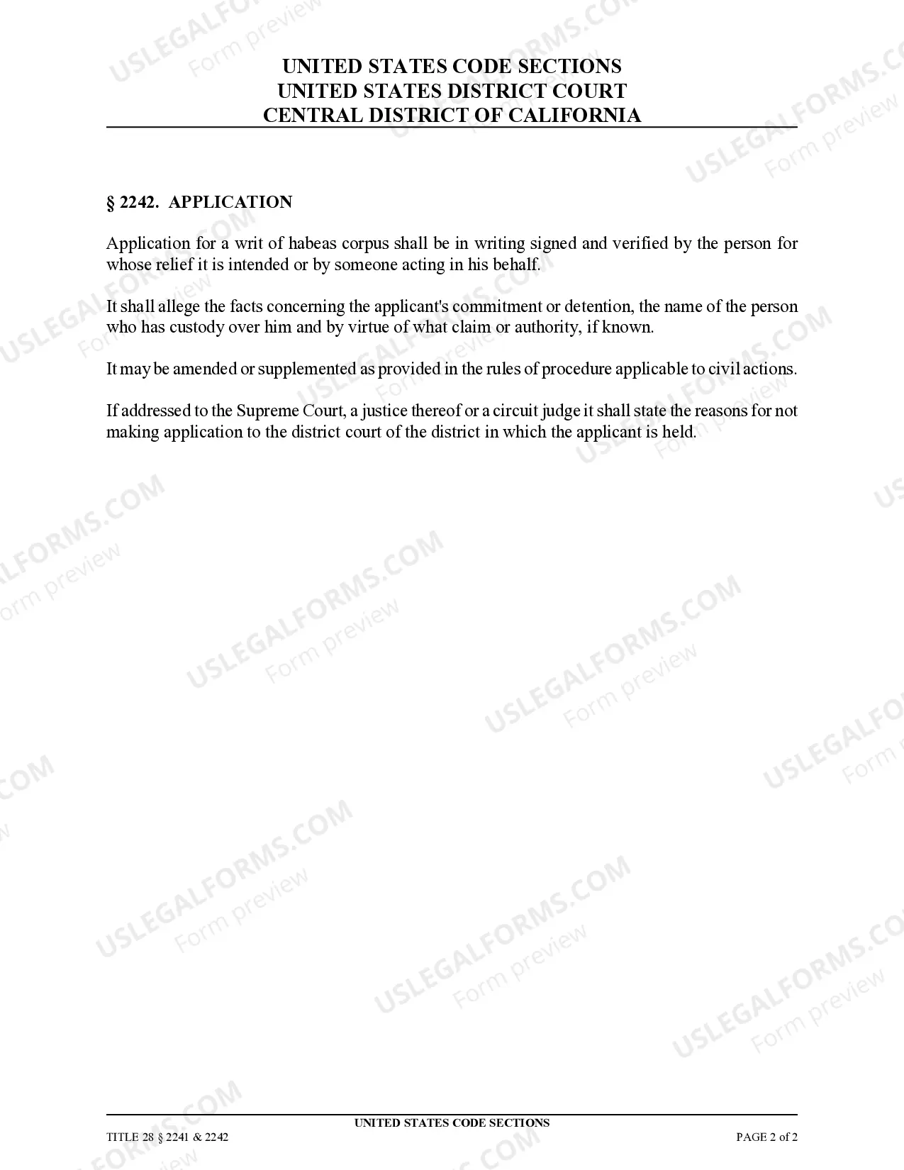 Preview Federal Habeas Corpus Packet