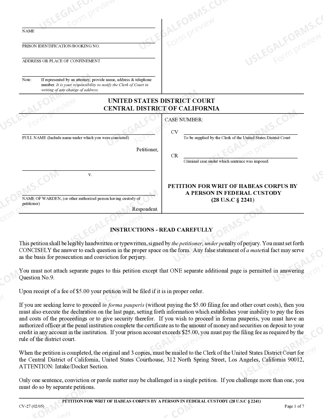 Preview Federal Habeas Corpus Packet
