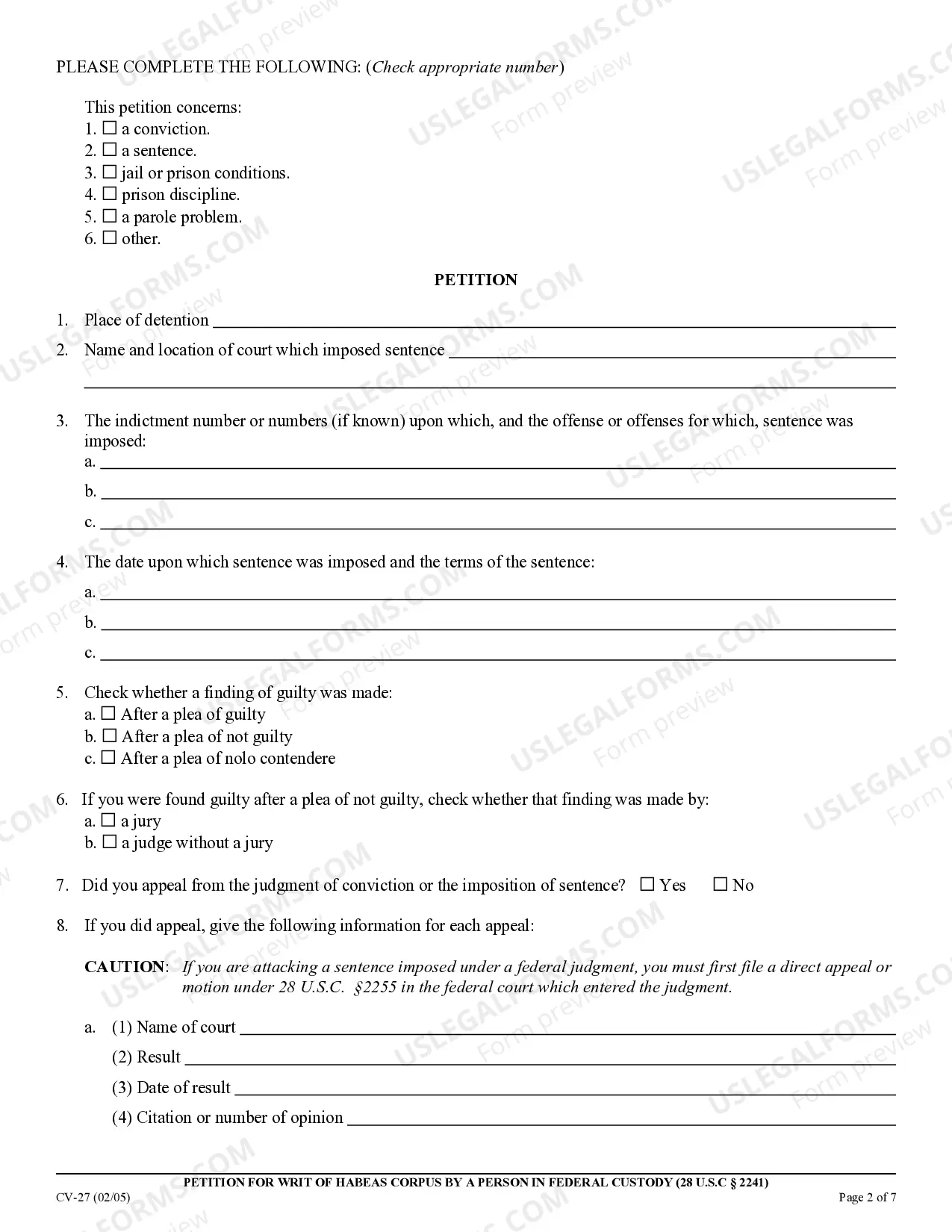 Preview Federal Habeas Corpus Packet