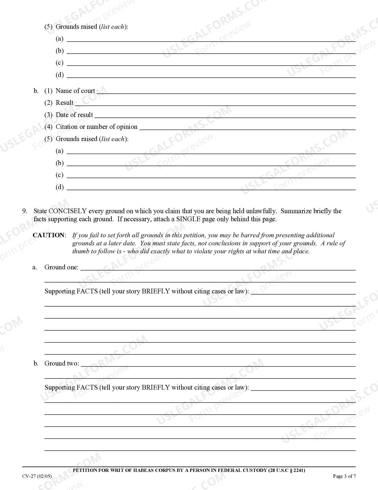 Preview Federal Habeas Corpus Packet