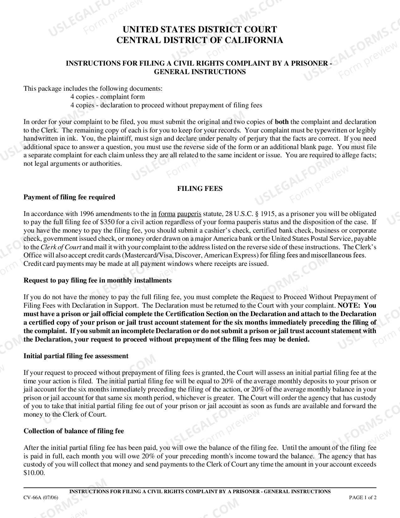 Civil Rights Packet.pdf California Prisoner Civil Rights Packet | US Legal Forms