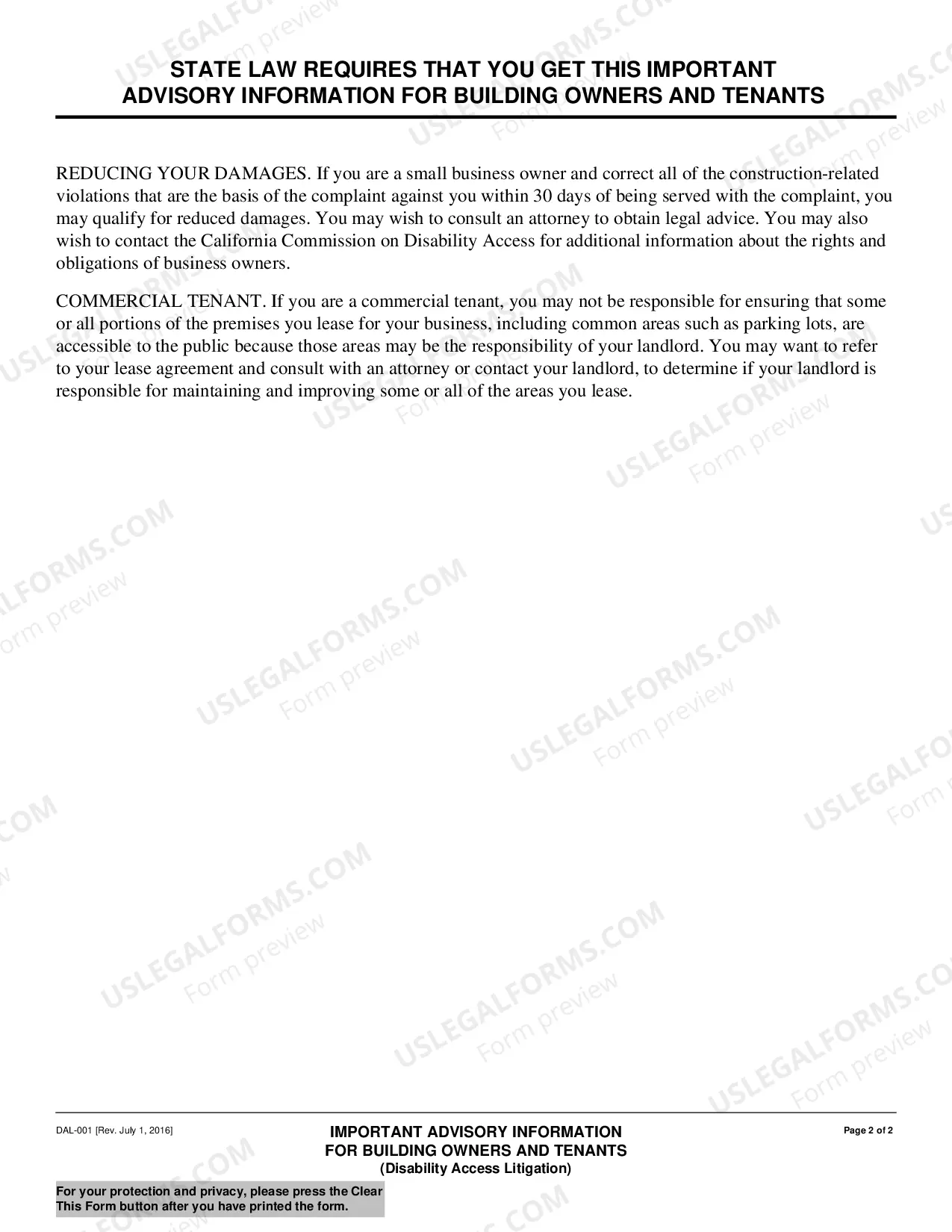 Preview Important Information for Building Owners and Tenants