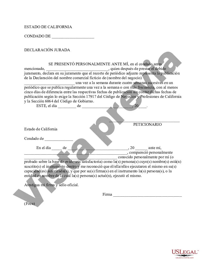 Get Declaración de nombre comercial ficticio Preview Declaración de nombre comercial ficticio