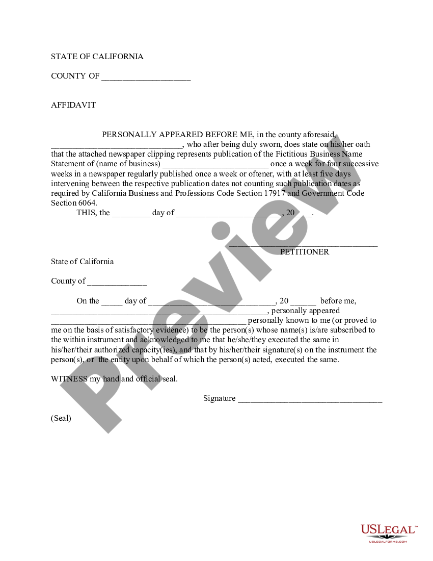 Antioch California Fictitious Business Name Statement  US Legal Forms