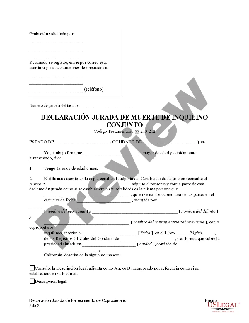 Preview Declaración Jurada de Fallecimiento de Copropietario