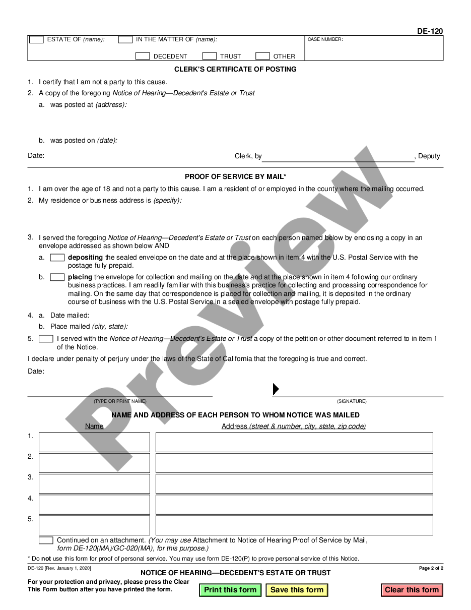 form Notice of Hearing preview