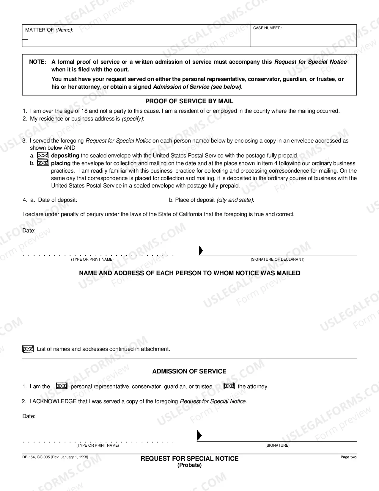 Preview Request for Special Notice - same as GC-035