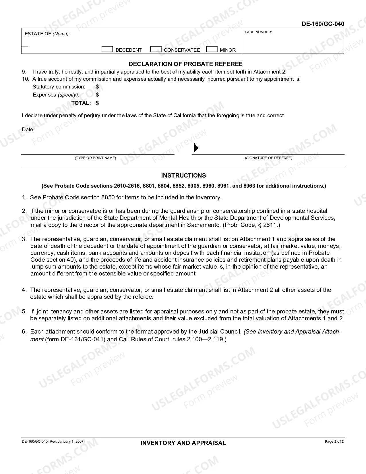 Preview Inventory and Appraisal - same as GC-040