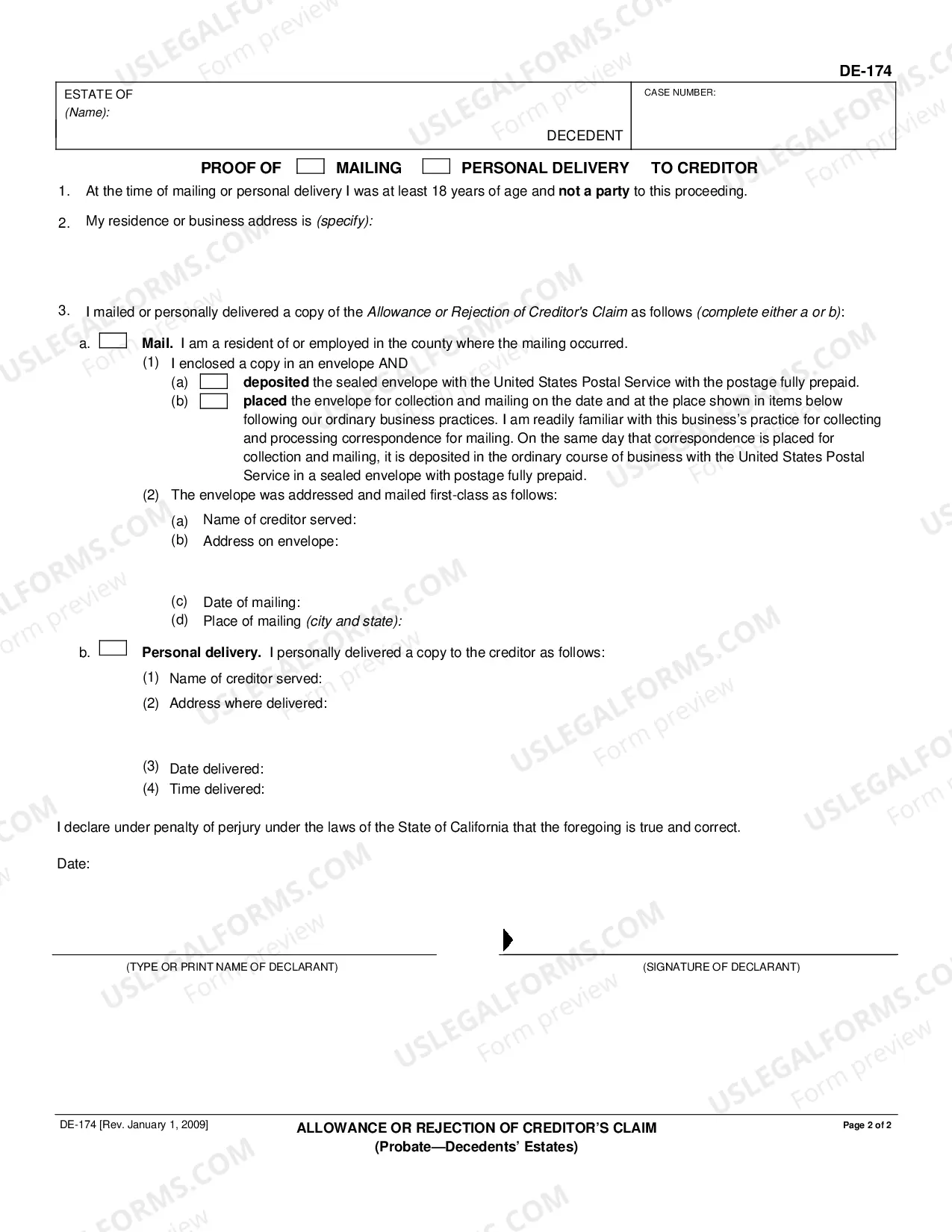 Preview Allowance or Rejection of Creditor's Claim