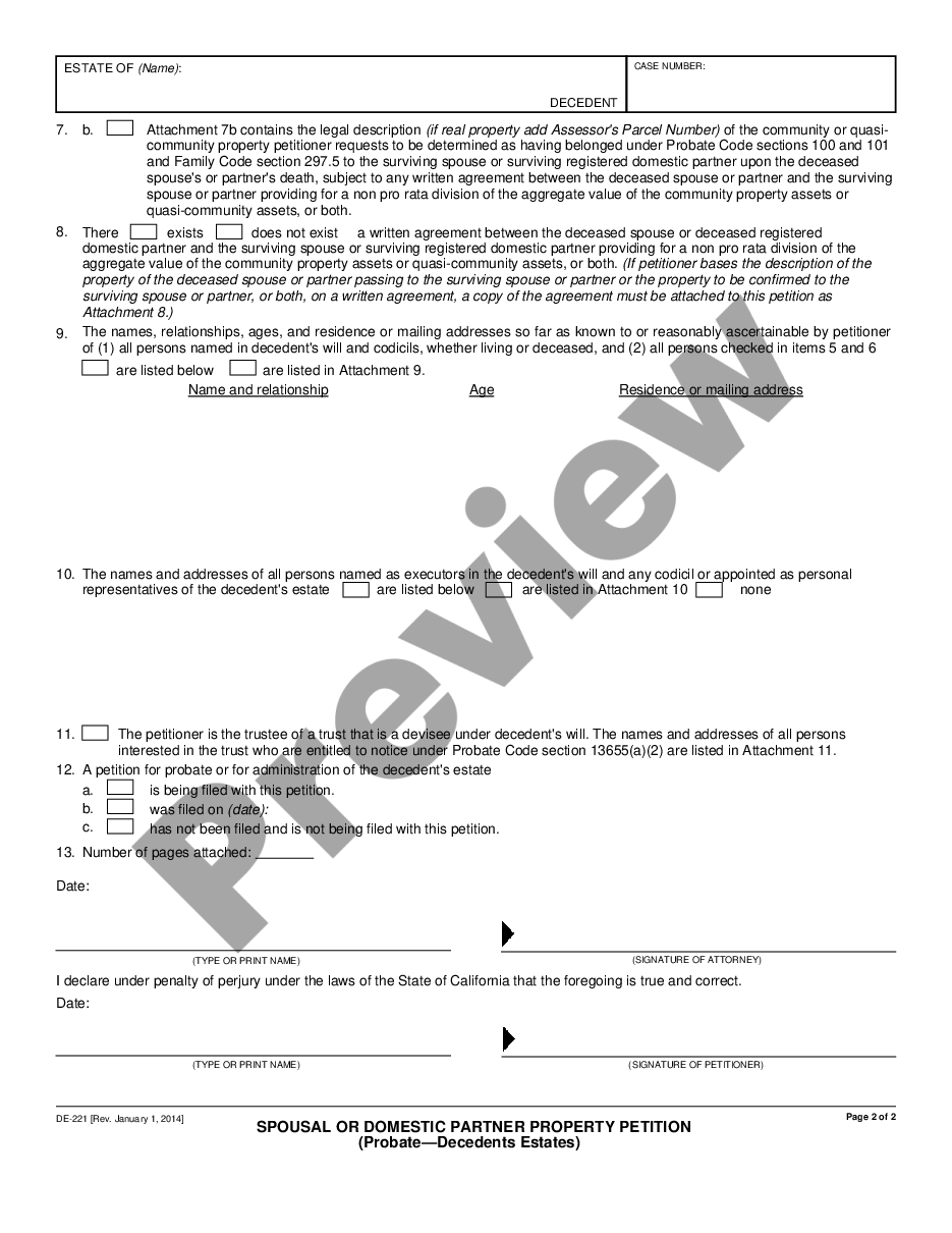 page 1 Spousal Property Petition preview