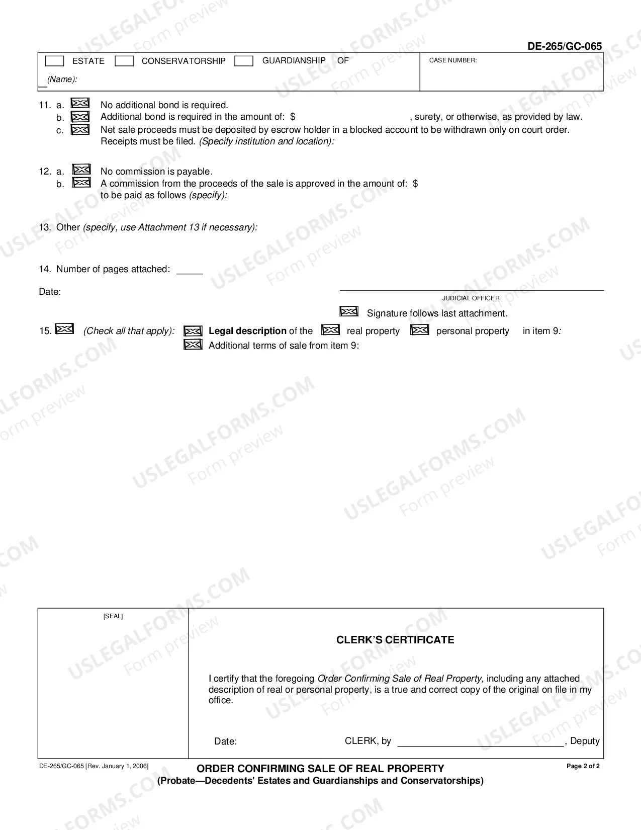 Anaheim California Order Confirming Sale of Real Property - same as GC-065  | US Legal Forms