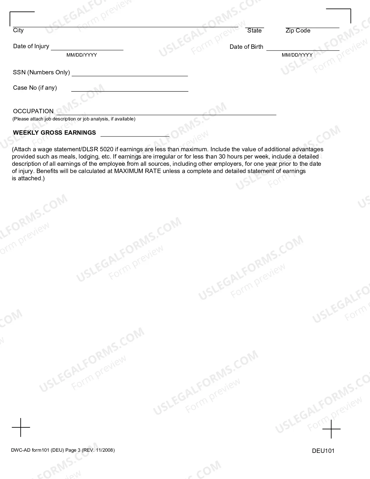 Preview Request for Summary Rating Determination for Workers' Compensation