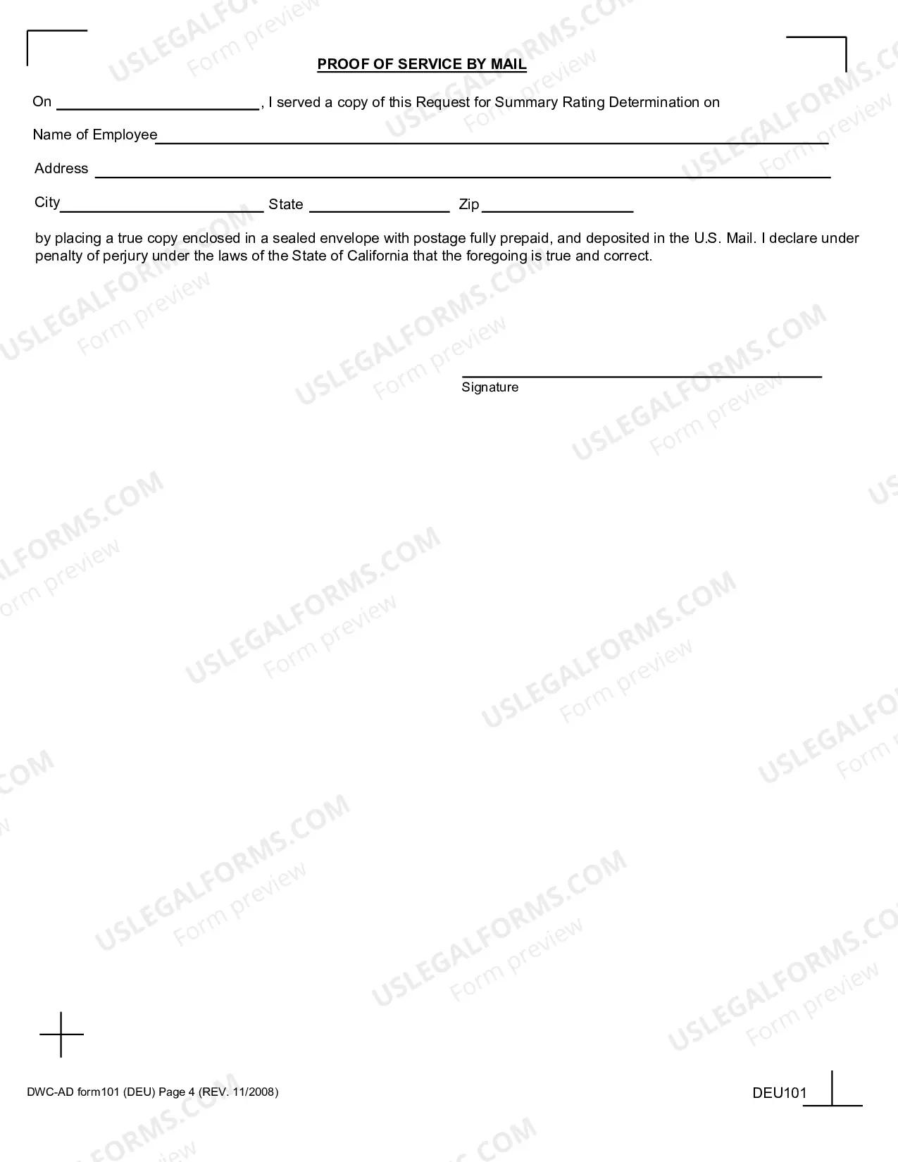 Preview Request for Summary Rating Determination for Workers' Compensation
