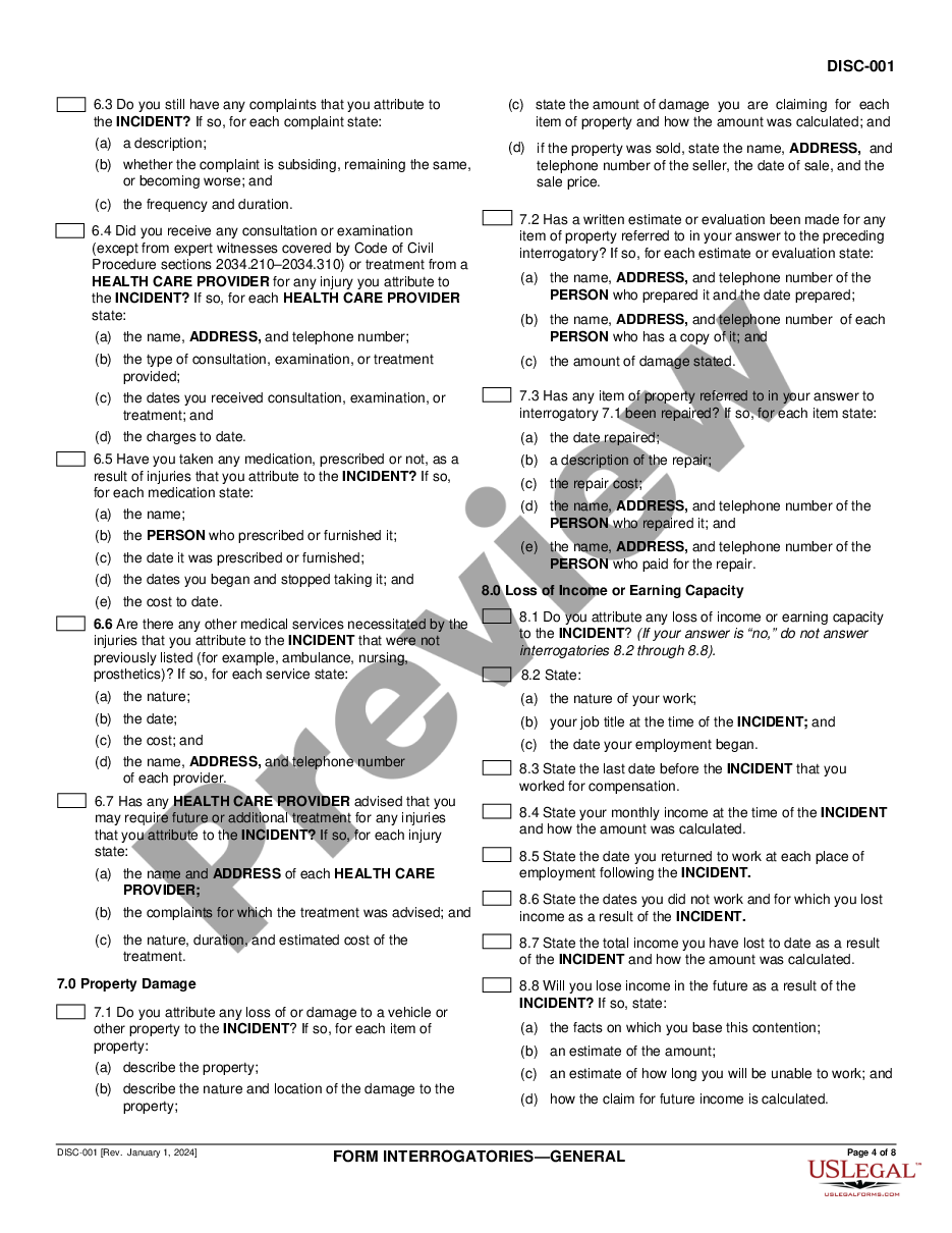 page 3 Form Interrogatories - General preview