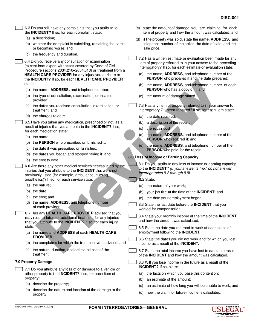 thousand-oaks-california-form-interrogatories-general-california