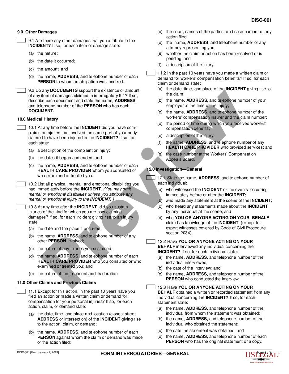 page 4 Form Interrogatories - General preview