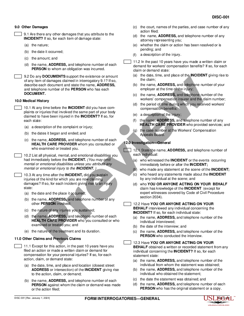 thousand-oaks-california-form-interrogatories-general-california