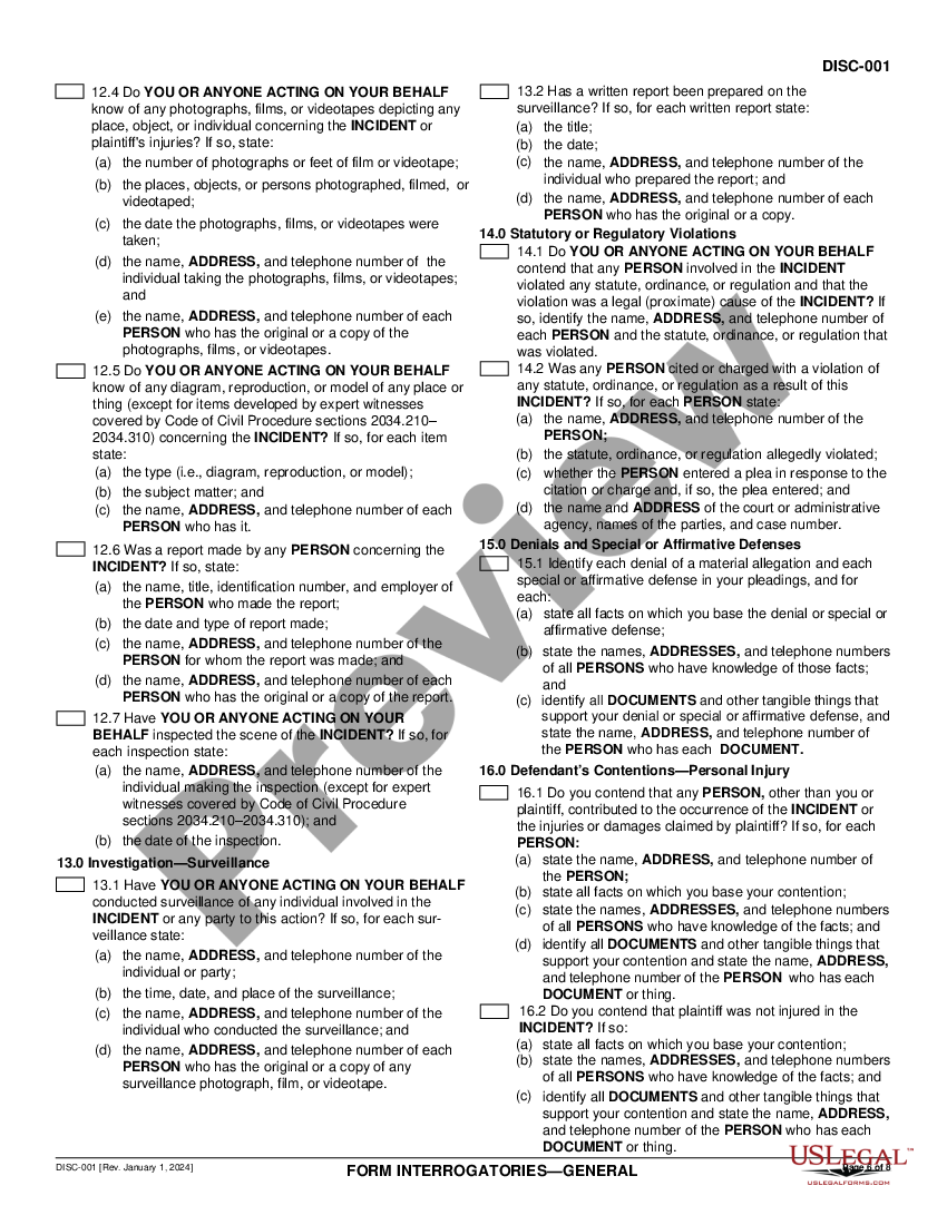 thousand-oaks-california-form-interrogatories-general-california