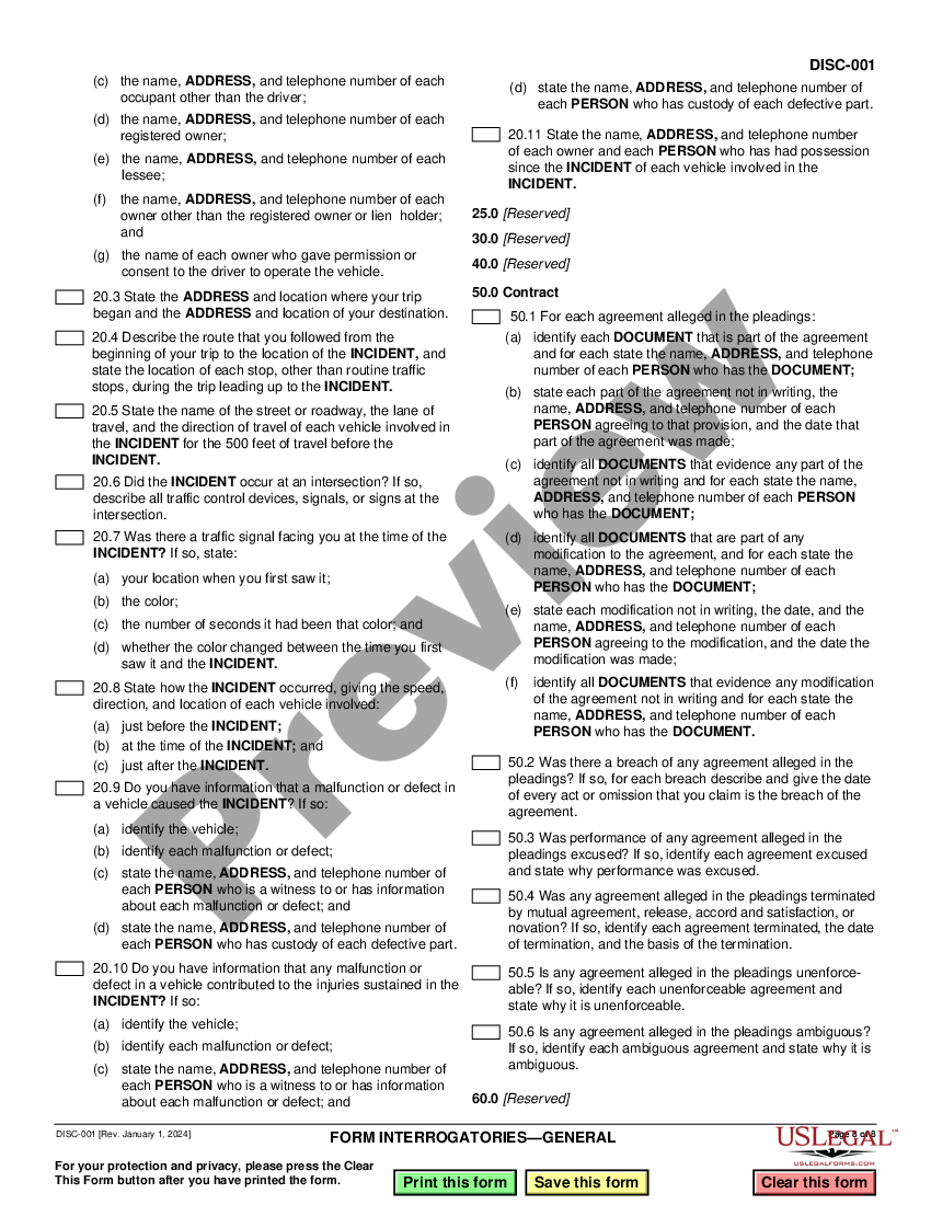 California Form Interrogatories - General - California Form ...