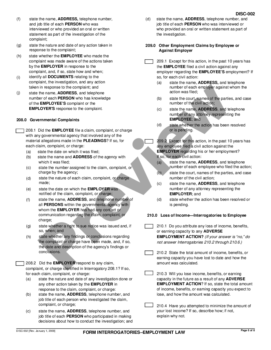page 5 Form Interrogatories - Employment Law preview