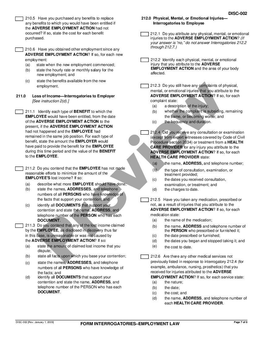 Form Interrogatories Employment Formula | US Legal Forms