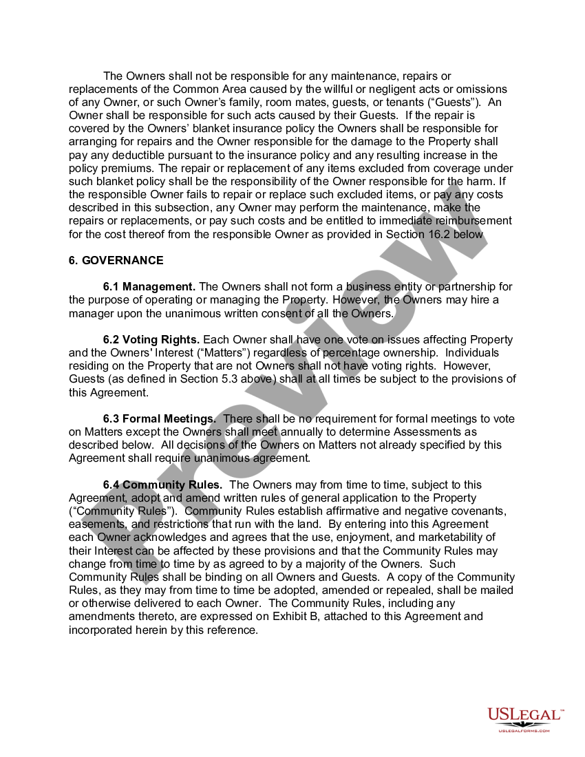California Tenancy In Common Agreement Form US Legal Forms