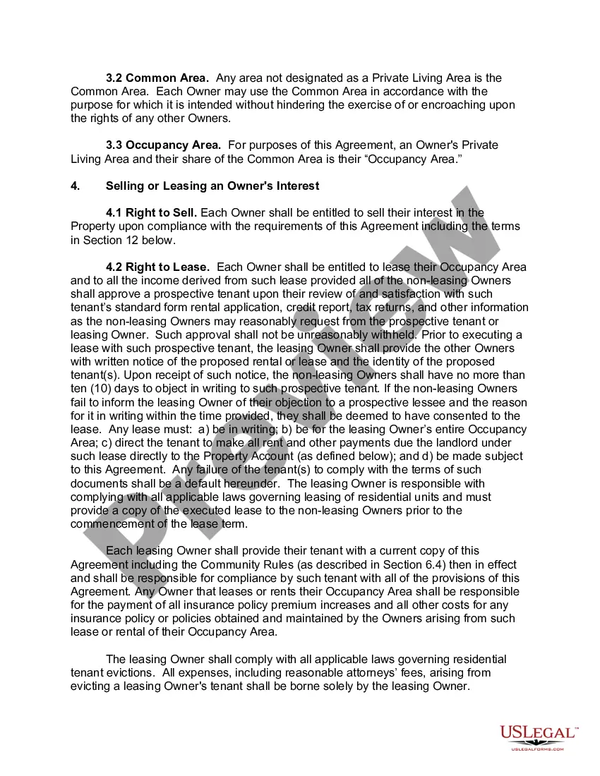 Preview Tenancy in Common Agreement - Single Dwelling - Married Couple