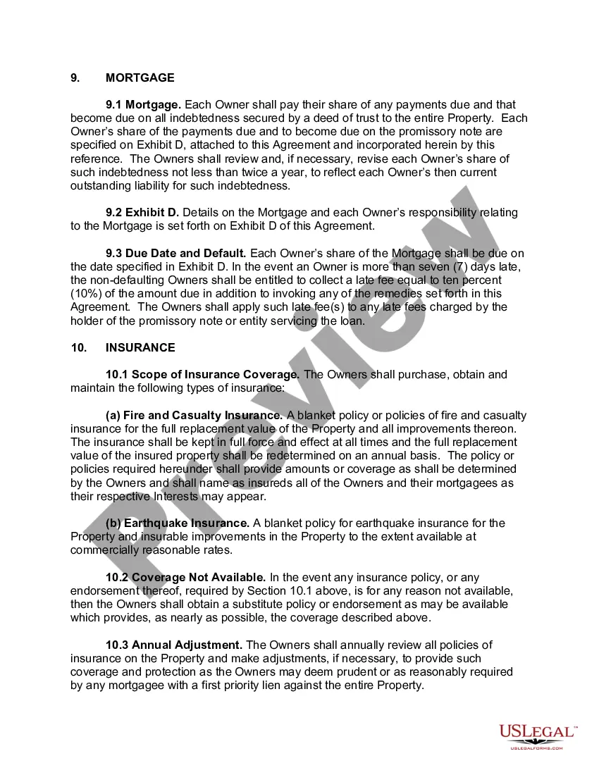 Preview Tenancy in Common Agreement - Single Dwelling - Married Couple