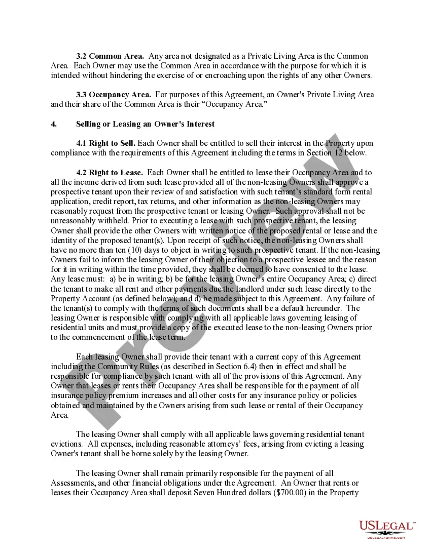 Preview Tenancy in Common Agreement - Single Dwelling - Domestic Partners