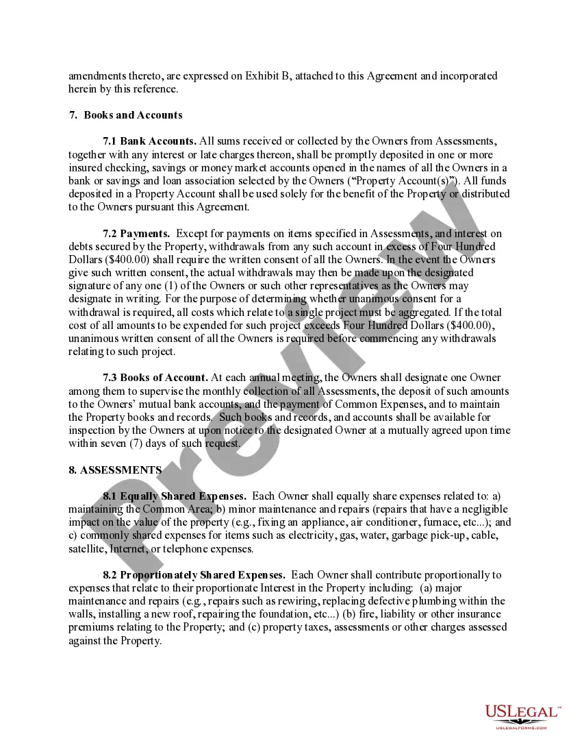 Preview Tenancy in Common Agreement - Single Dwelling - Domestic Partners