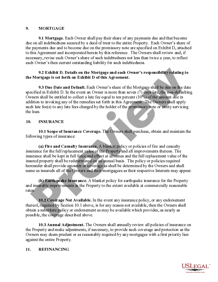 Preview Tenancy in Common Agreement - Single Dwelling - Domestic Partners