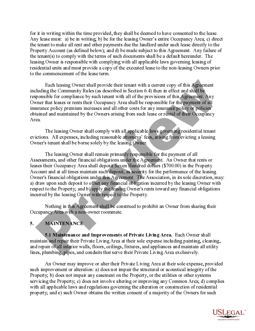 Preview Tenancy in Common Agreement - Single Dwelling - Unmarried Couple