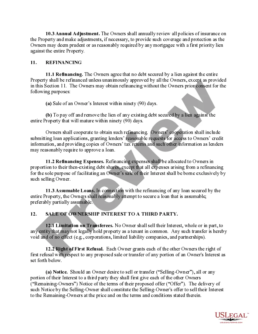 Preview Tenancy in Common Agreement - Single Dwelling - Unmarried Couple