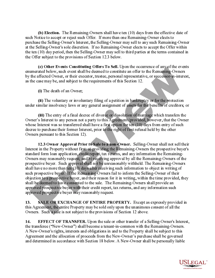 Preview Tenancy in Common Agreement - Single Dwelling - Unmarried Couple