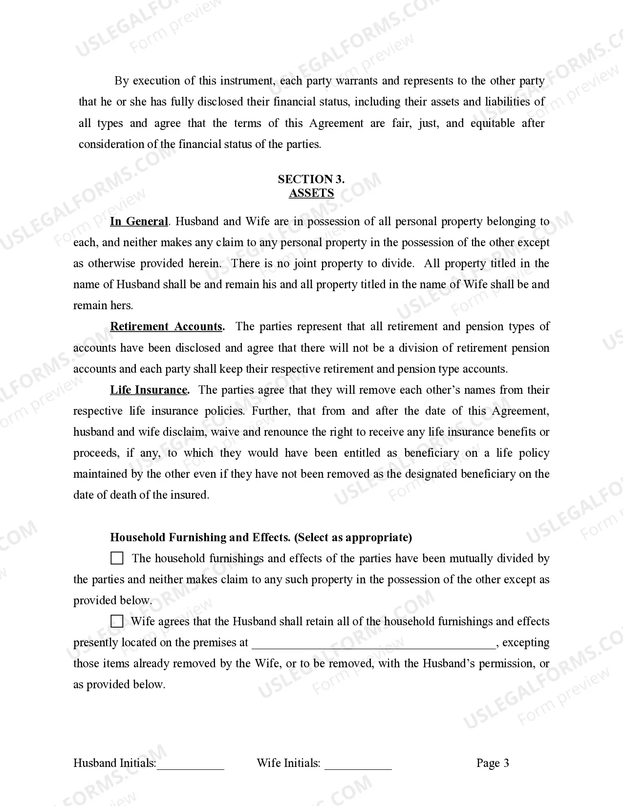 Preview Marital Legal Separation and Property Settlement Agreement where No Children or No Joint Property or Debts and Divorce Action Filed
