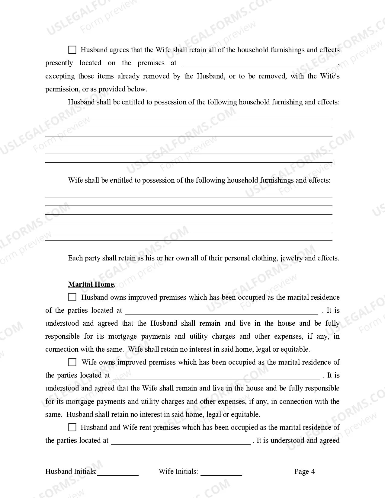 Preview Marital Legal Separation and Property Settlement Agreement where No Children or No Joint Property or Debts and Divorce Action Filed