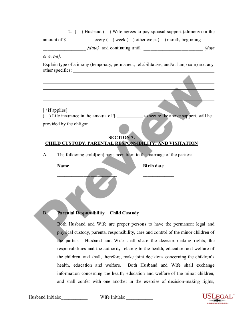 California Marital Legal Separation and Property Settlement Agreement ...