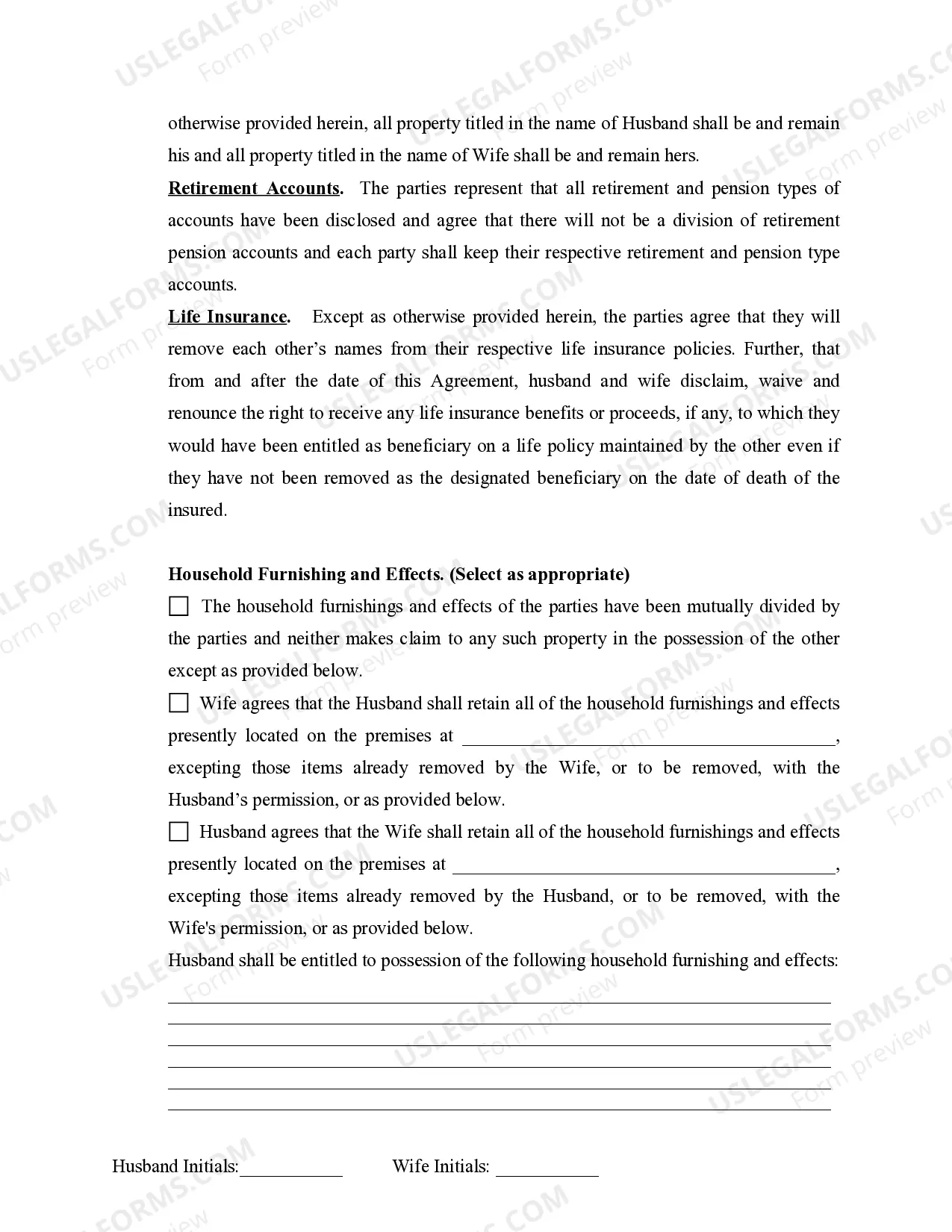 Preview Marital Legal Separation and Property Settlement Agreement where Minor Children and No Joint Property or Debts that is Effective Immediately