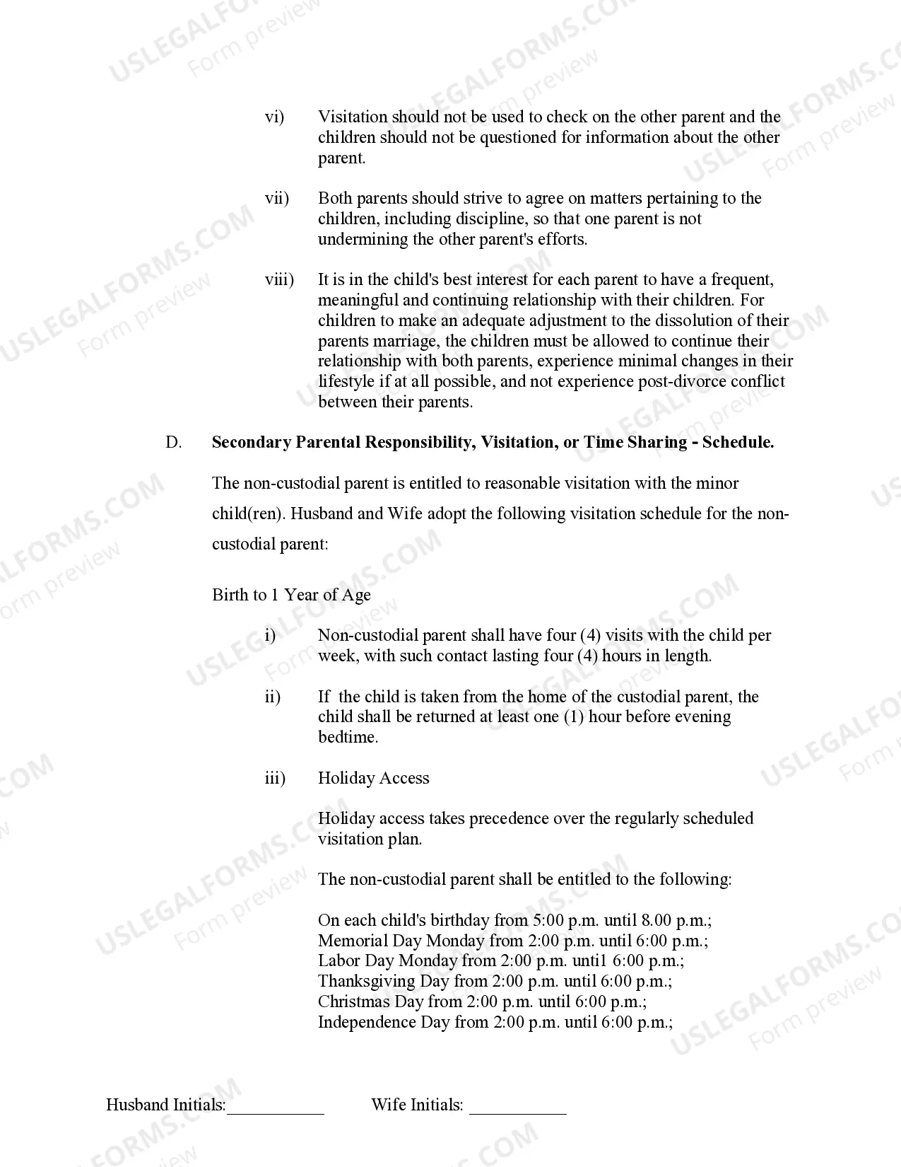 Preview Marital Legal Separation and Property Settlement Agreement where Minor Children and No Joint Property or Debts that is Effective Immediately