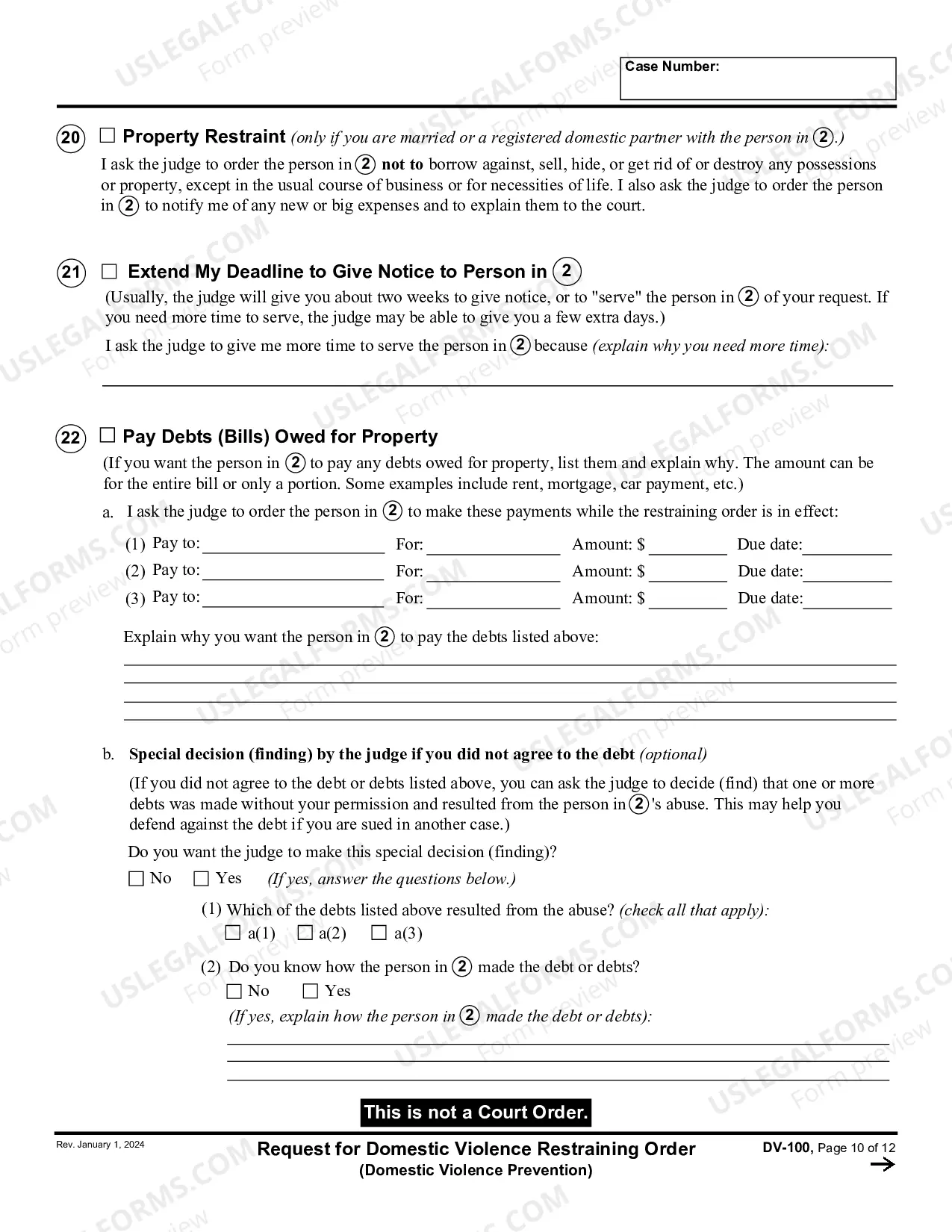 Preview Request for Domestic Violence Prevention Order