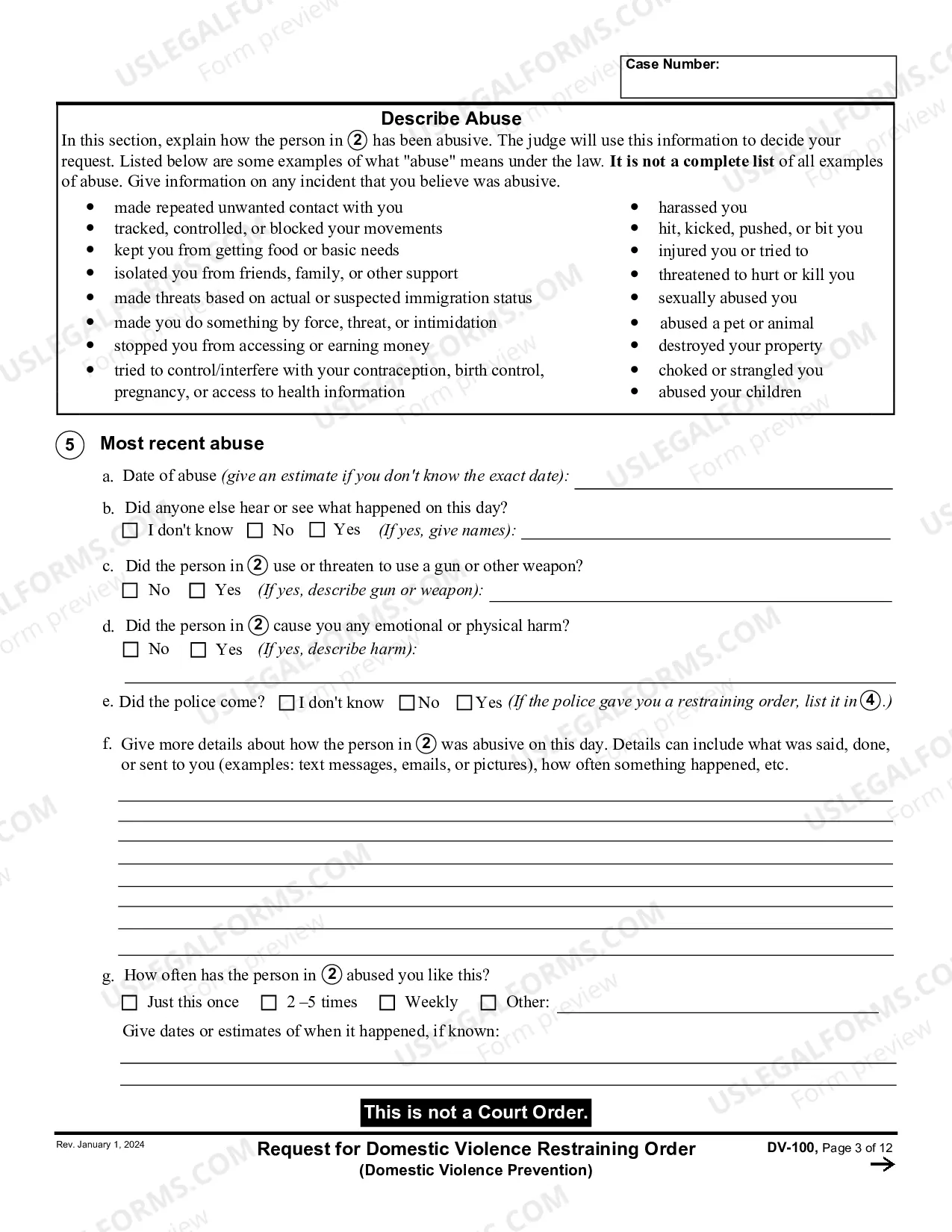 Preview Request for Domestic Violence Prevention Order