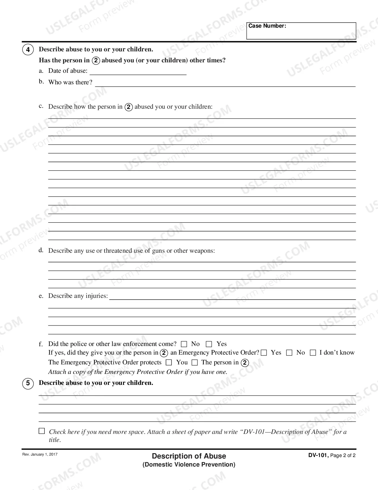 Preview Description of Abuse - Domestic Violence Prevention