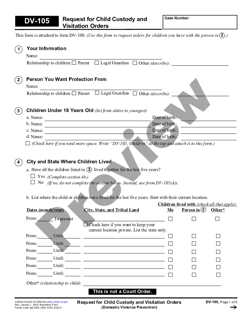 Modesto California Request for Child Custody and Visitation Orders