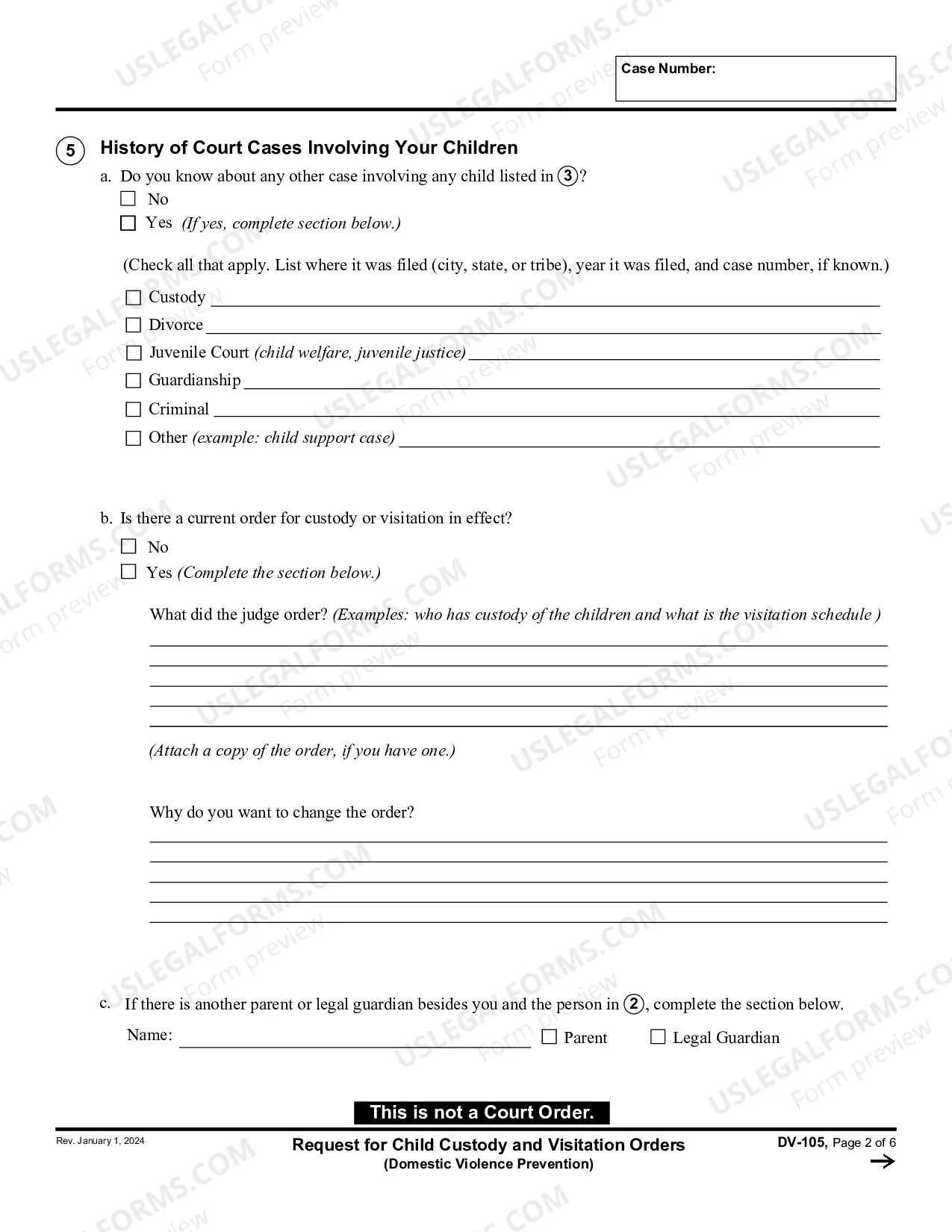 Preview Request for Child Custody and Visitation Orders